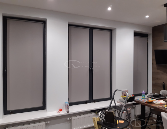 Портфолио свободновисящие рулонные шторы